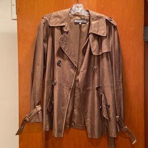Anne Klein Leather Jacket, Metallic Bronze, size Small